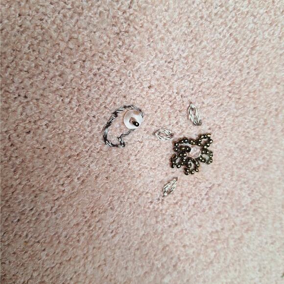 Vintage Koret Sweater Vest Medium Wool Blend Boxy Oversized Beaded Sequined Pink - Picture 6 of 8